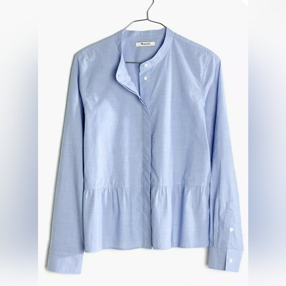 Madewell cotton blue peplum top size xs